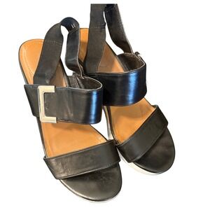 Bandolino Womens Wedge Sandals Black Buckle Elastic Straps Espadrille‎ Size 7M